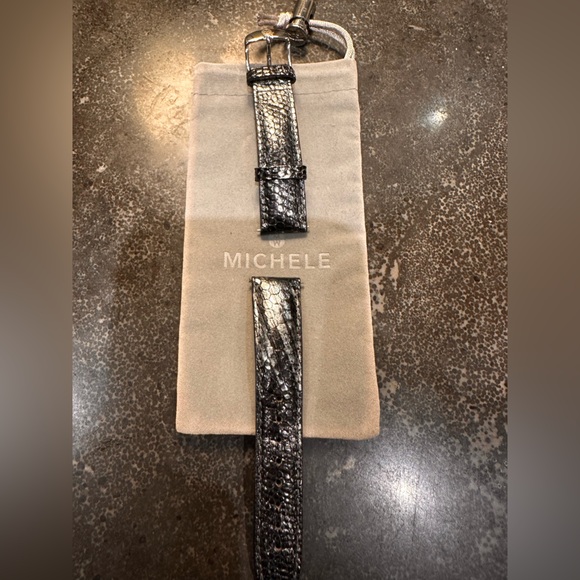 Michele Gray Metallic Lizard 18mm Watch Band - Picture 1 of 4